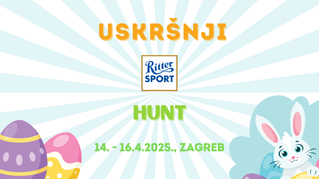 Krenite u lov i osvojite vrijedne nagrade U razdoblju od 14. do 16.travnja u tijeku je treći po redu Ritter Sport uskršnji lov. Na tri skrivene lokacije u Zagrebu Ritter Sport zeko postavio je svo